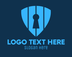 Key - Blue Keyhole Shield logo design