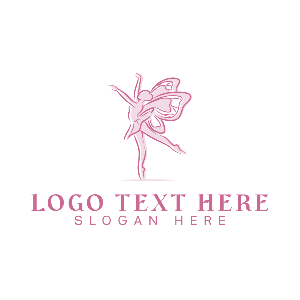 Pink Butterfly Ballerina Logo | BrandCrowd Logo Maker | BrandCrowd ...