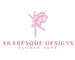 Pink Butterfly Ballerina logo design