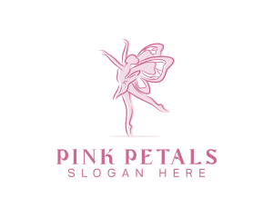 Pink Butterfly Ballerina logo design