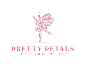 Pink Butterfly Ballerina logo design