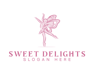 Pink Butterfly Ballerina logo design