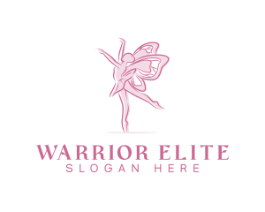 Dancer - Pink Butterfly Ballerina logo design