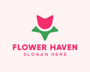 Tulip Flower Star logo design