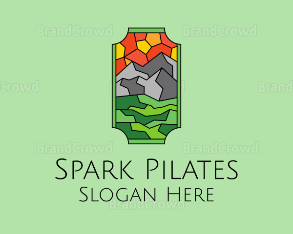 Mountain Landscape Stained Glass Logo