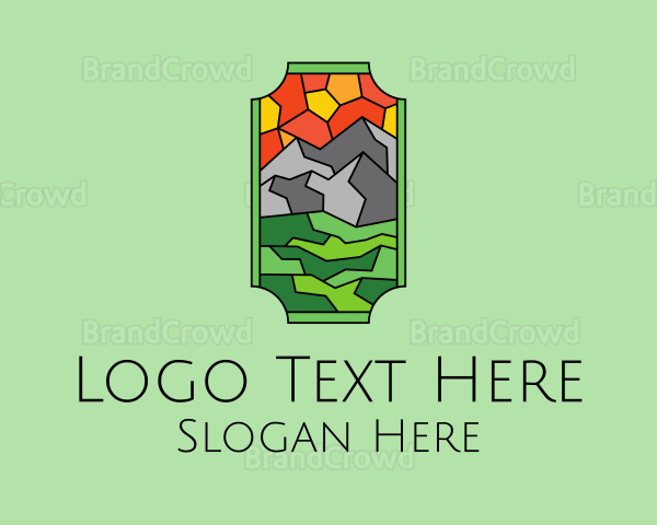 Mountain Landscape Stained Glass Logo