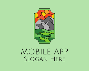 Mountain Landscape Stained Glass  Logo
