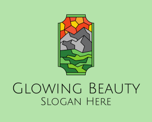 Mountain Range - Mountain Landscape Stained Glass logo design