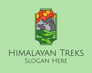 Mountain Landscape Stained Glass  logo design