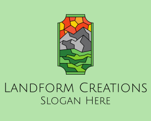 Mountain Landscape Stained Glass  logo design