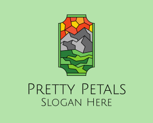 Tourist Spot - Mountain Landscape Stained Glass logo design