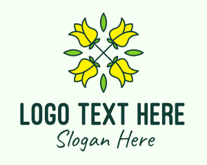 Full-bloom - Yellow Flower Bouquet logo design