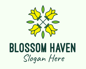 Flowering - Yellow Flower Bouquet logo design