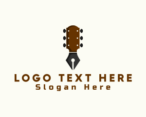 Record - Guitar Songwriter Pen logo design