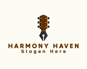 Guitar Songwriter Pen logo design