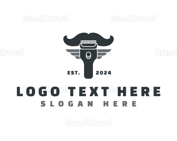 Mustache Razor Barbershop Logo