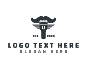 Wings - Mustache Razor Barbershop logo design