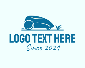 Silhouette - Blue Lawn Mower logo design