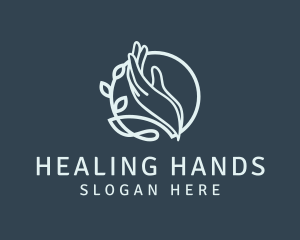 Hand Massage Leaf logo design