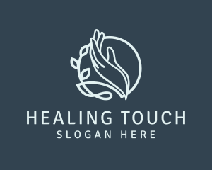 Hand Massage Leaf logo design