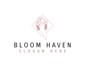 Floral Hand Beauty logo design