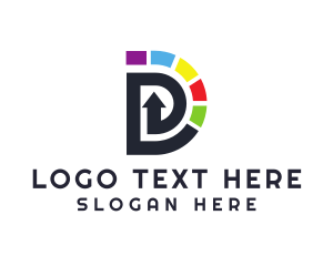 Press - Colorful Twirl D logo design
