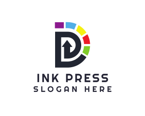 Press - Colorful Twirl D logo design