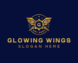 Mechanical Gear Wings logo design