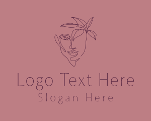 Head - Leaves Woman Face logo design