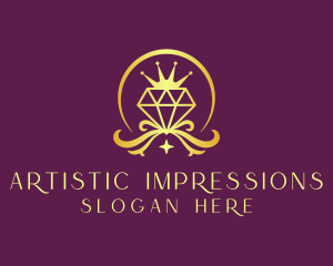 Diamond Crown Gemstone logo design