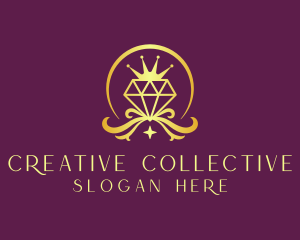 Diamond Crown Gemstone logo design