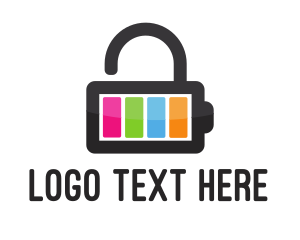 Battery - Colorful Battery Lock logo design