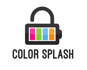 Colorful Battery Lock logo design