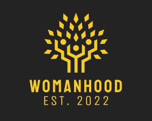 Humanitarian - Gold Human Tree Foundation logo design