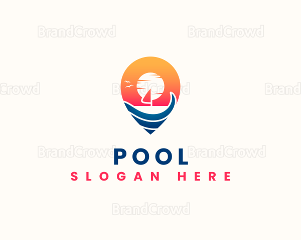 Beach Location Pin Logo