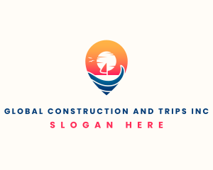 Aquatic - Beach Location Pin logo design