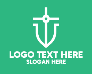 Blue God - Blue Religion Cross Shield logo design