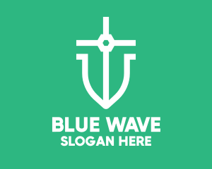 Blue Religion Cross Shield logo design