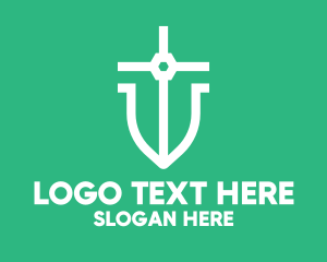 Religion - Blue Religion Cross Shield logo design