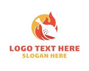 Casual Dining - Fried Chicken Fire logo design