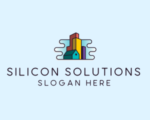 Metropolis Property City Skyline logo design