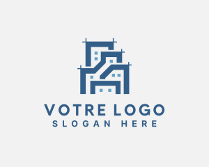 Construction - Building Architecture Blueprint logo design