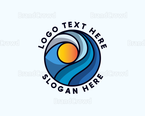 Beach Ocean Waves Logo