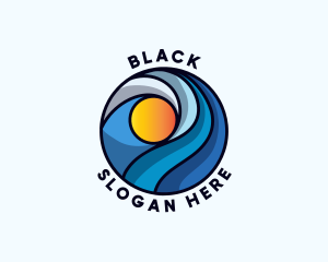 Beach Ocean Waves Logo