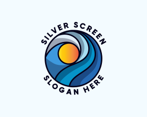 Beach Ocean Waves Logo