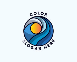 Tropical - Beach Ocean Waves logo design