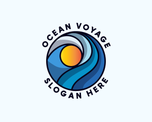 Beach Ocean Waves logo design