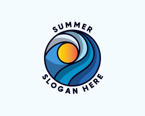 Beach Ocean Waves logo design