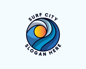 Beach Ocean Waves logo design