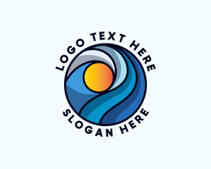 Beach Ocean Waves Logo